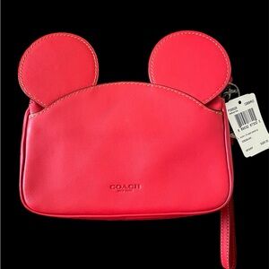 Coach x Disney Leather Red Mickey Mouse Ears Wristlet
New